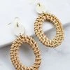 Hathorway BIPOC Owned Bien Buffalo Horn & Rattan Oval Statement Earrings