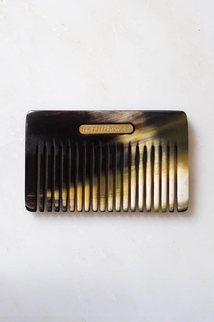 Hathorway Chai Horn Pocket Hair And Beard Comb - Dark Horn Hathorway Chai Horn Pocket Hair And Beard Comb - Dark Horn