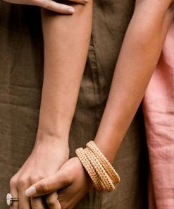 Hathorway Thien Natural Handwoven Rattan Bangle Bracelet
