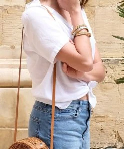 Hathorway Thuy Binh Buffalo Horn & Handwoven Rattan Bangle Bracelets