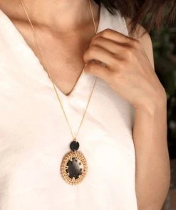 Hathorway Jewelry Thuy Binh Horn And Rattan Pendant Necklace