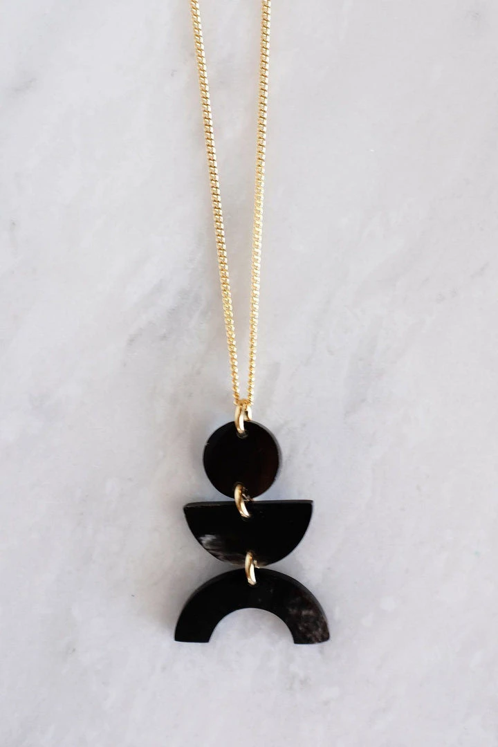 Hathorway BIPOC Owned Vui Mung Geometrical Buffalo Horn Pendant Necklace Hathorway BIPOC Owned Vui Mung Geometrical Buffalo Horn Pendant Necklace