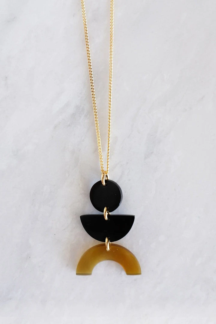Hathorway BIPOC Owned Vui Mung Geometrical Buffalo Horn Pendant Necklace Hathorway BIPOC Owned Vui Mung Geometrical Buffalo Horn Pendant Necklace