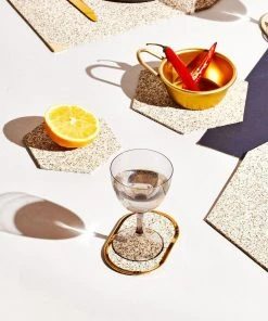Slash Objects Hex Recycled Rubber Trivet Set - Sand