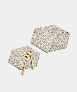 Slash Objects Hex Recycled Rubber Trivet Set - Sand