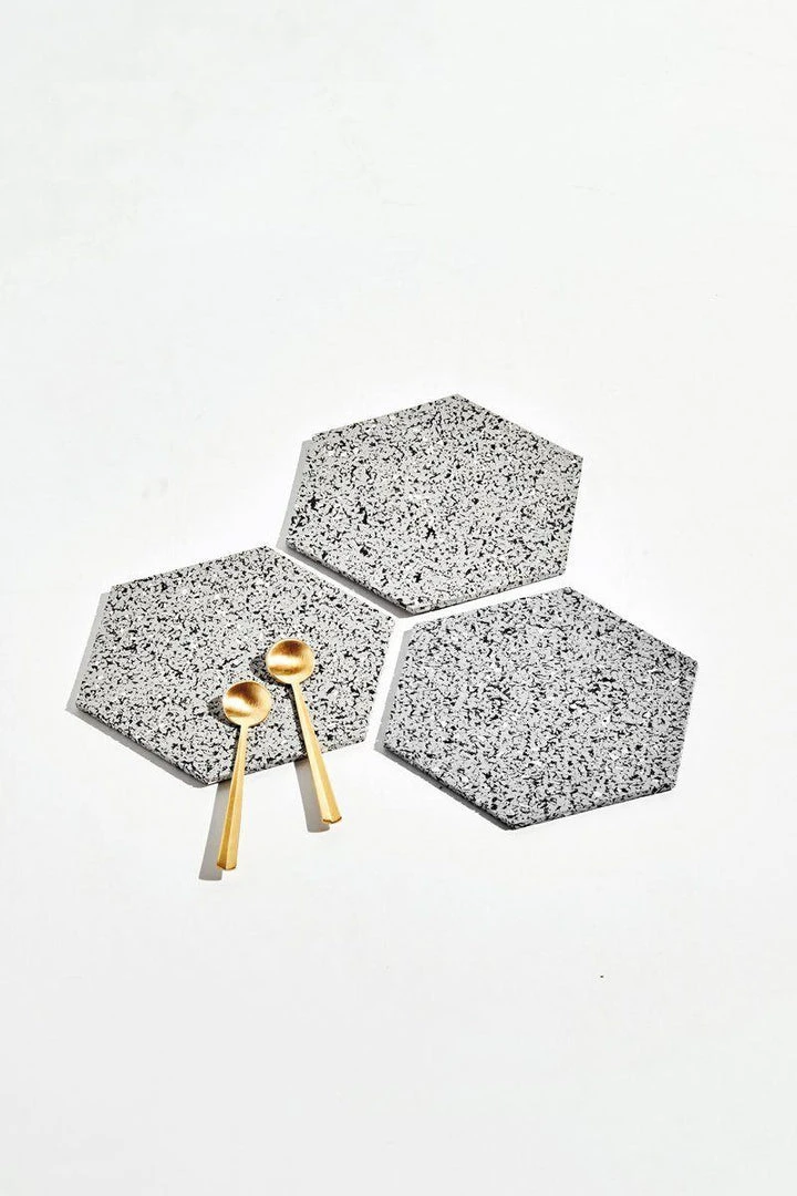 Slash Objects Hex Recycled Rubber Trivet Set - Gris Kitchen + Dining 2 Slash Objects Hex Recycled Rubber Trivet Set - Gris Kitchen + Dining