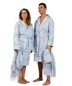 Hilana: Upcycled Cotton Home Goods Antalya Unisex Turkish Bathrobe - Beige
