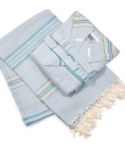 Hilana: Upcycled Cotton Home Goods Antalya Unisex Turkish Bathrobe - Beige 3 Hilana: Upcycled Cotton Home Goods Antalya Unisex Turkish Bathrobe - Beige