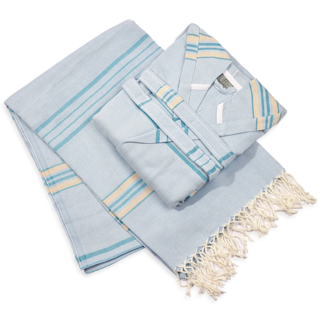 Hilana: Upcycled Cotton Home Goods Antalya Unisex Turkish Bathrobe - Beige Hilana: Upcycled Cotton Home Goods Antalya Unisex Turkish Bathrobe - Beige