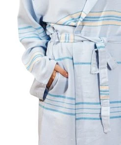 Hilana: Upcycled Cotton Home Goods Antalya Unisex Turkish Bathrobe - Beige