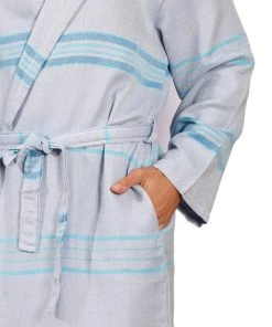 Hilana: Upcycled Cotton Antalya Unisex Turkish Bathrobe - Turquoise Best Sellers
