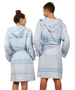 Hilana: Upcycled Cotton Antalya Unisex Turkish Bathrobe - Turquoise Best Sellers