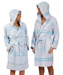 Hilana: Upcycled Cotton Antalya Unisex Turkish Bathrobe - Turquoise Best Sellers