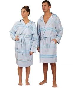 Hilana: Upcycled Cotton Antalya Unisex Turkish Bathrobe - Turquoise Best Sellers