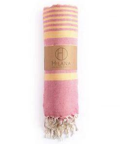 Hilana: Upcycled Cotton Fethiye Upcycled Turkish Towel - Pink