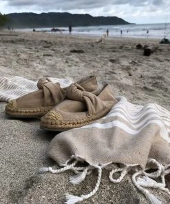 Hilana: Upcycled Cotton Fethiye Upcycled Turkish Towel / Blanket - Beige