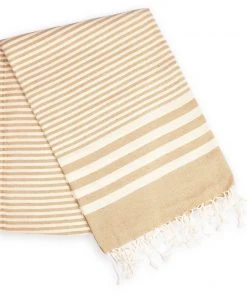 Hilana: Upcycled Cotton Fethiye Upcycled Turkish Towel / Blanket - Beige