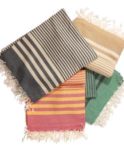 Hilana: Upcycled Cotton Fethiye Upcycled Turkish Towel / Blanket - Beige