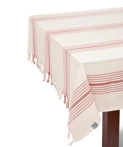 Hilana: Upcycled Cotton Kayseri Upcycled Tablecloth And Napkin Set - Red