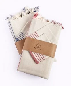 Hilana: Upcycled Cotton Kayseri Upcycled Tablecloth And Napkin Set - Red