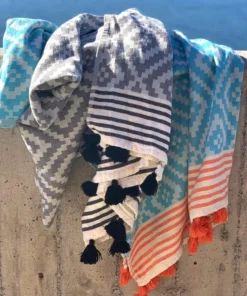 Hilana: Upcycled Cotton Home Goods Merida Upcycled Turkish Towel / Blanket - Gray 5 Hilana: Upcycled Cotton Home Goods Merida Upcycled Turkish Towel / Blanket - Gray