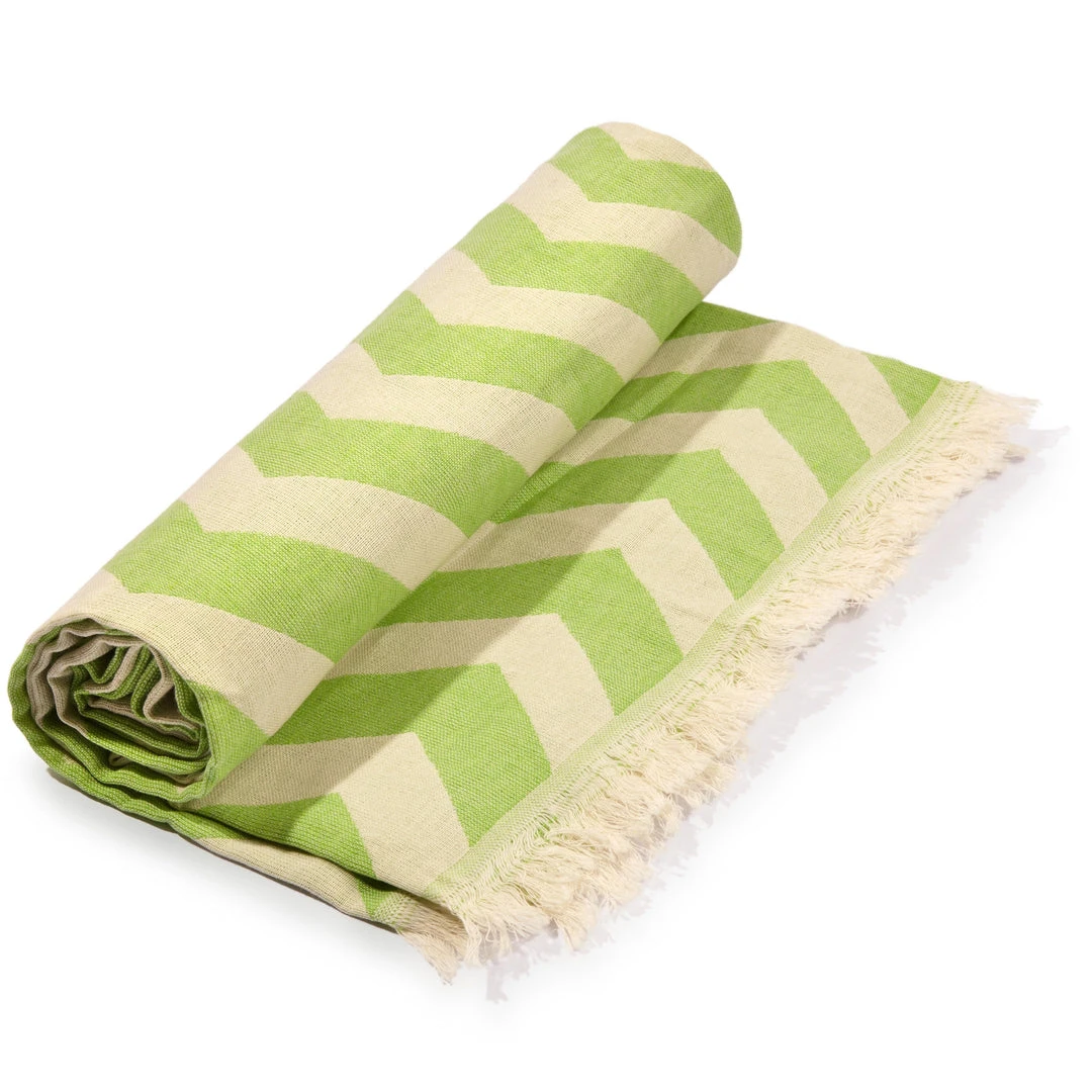 Hilana: Upcycled Cotton Mersin Upcycled Chevron Turkish Towel / Blanket - Green Home Goods Hilana: Upcycled Cotton Mersin Upcycled Chevron Turkish Towel / Blanket - Green Home Goods