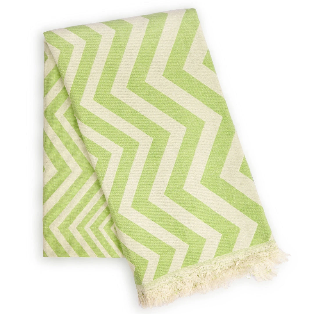 Hilana: Upcycled Cotton Mersin Upcycled Chevron Turkish Towel / Blanket - Green Home Goods Hilana: Upcycled Cotton Mersin Upcycled Chevron Turkish Towel / Blanket - Green Home Goods