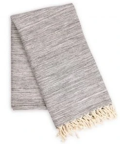 Hilana: Upcycled Cotton Home Goods Yalova Upcycled Marbled Turkish Towel / Blanket - Black