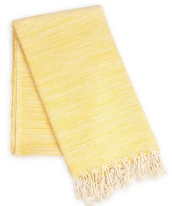 Hilana: Upcycled Cotton Yalova Upcycled Marbled Turkish Towel / Blanket - Yellow Best Sellers