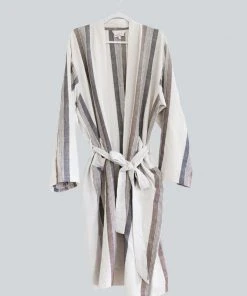 Home & Loft Hudson Unisex Long Turkish Robe - Brown + Cream 4 Home & Loft Hudson Unisex Long Turkish Robe - Brown + Cream