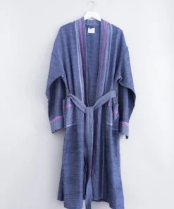 Home & Loft Tribeca Unisex Long Turkish Robe - Indigo