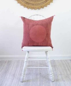 Ichcha Red Moon Throw Pillow Cover