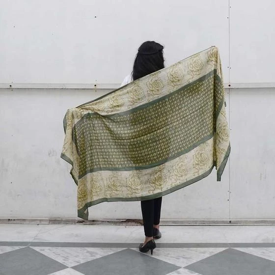 Ichcha Accessories Green Rose Scarf 2 Ichcha Accessories Green Rose Scarf