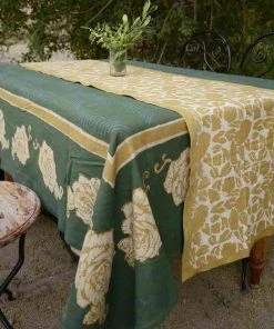 Ichcha Kitchen + Dining Green Rose Tablecloth