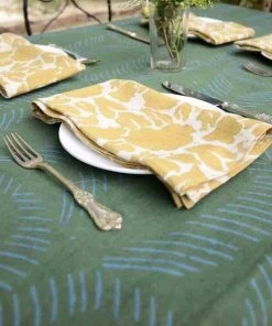 Ichcha Kitchen + Dining Green Rose Tablecloth