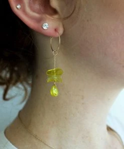 Giulia Letzi + META Jewelry Illuminating Upcycled Chain Drop Earrings - Yellow