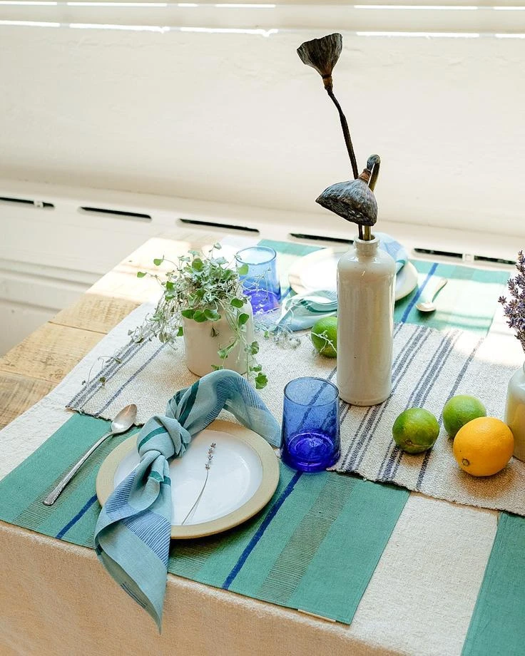 Soil To Studio Indu Linen Napkin Set - Tiffany Blue Soil To Studio Indu Linen Napkin Set - Tiffany Blue