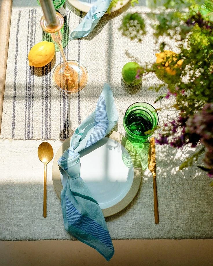 Soil To Studio Indu Linen Napkin Set - Tiffany Blue Soil To Studio Indu Linen Napkin Set - Tiffany Blue