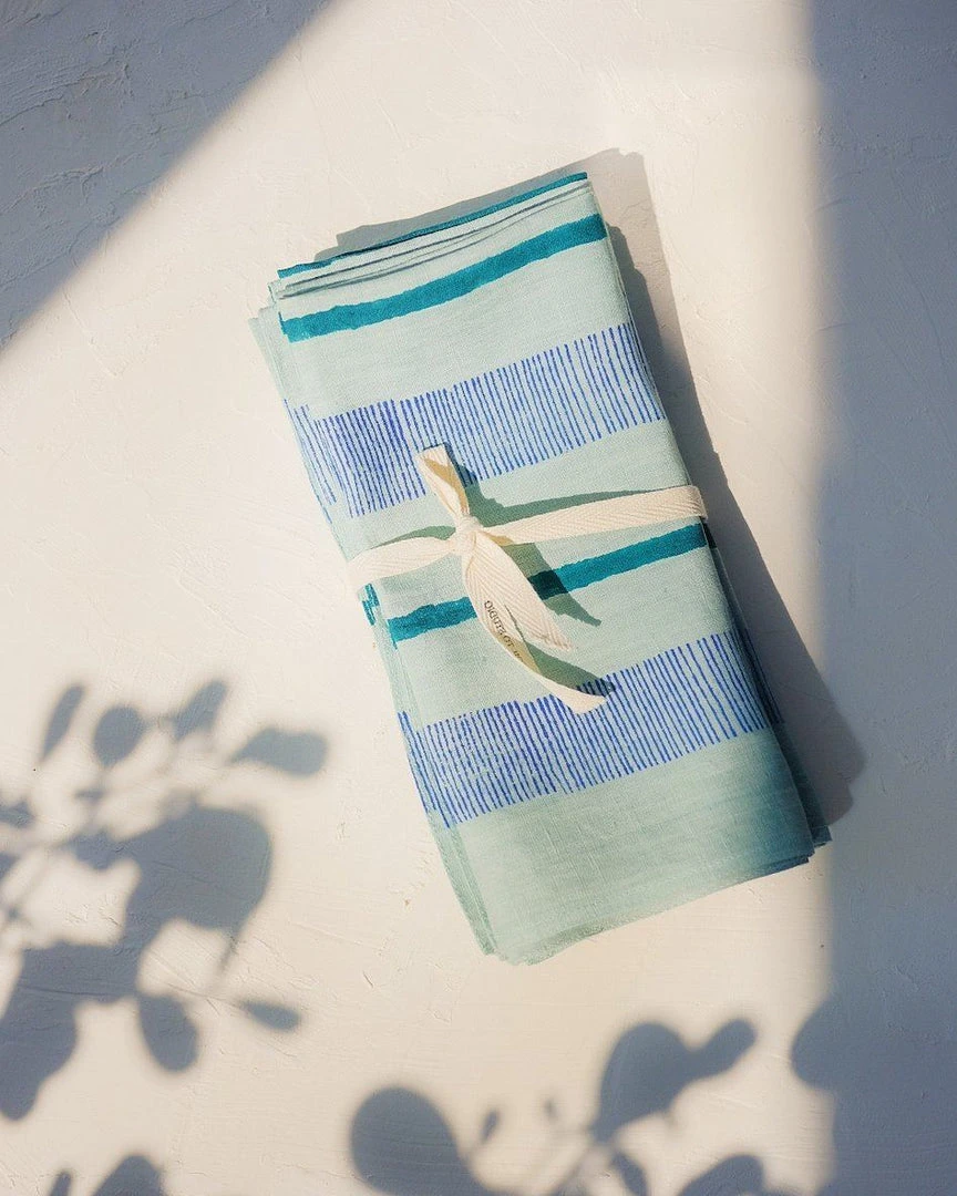 Soil To Studio Indu Linen Napkin Set - Tiffany Blue Soil To Studio Indu Linen Napkin Set - Tiffany Blue