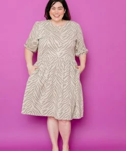 Mata Traders Inez Savanna Stripe Bubble Sleeve Dress