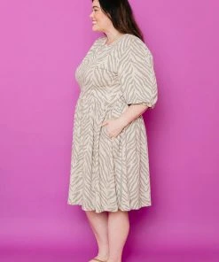Mata Traders Inez Savanna Stripe Bubble Sleeve Dress