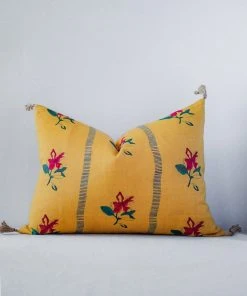 Soil To Studio Ira Linen Throw Pillow Cover - Dandelion Yellow