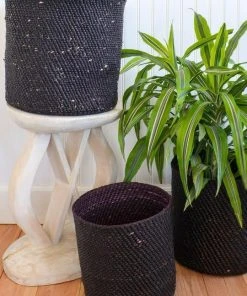 Swahili African Modern Iringa Baskets - Solid Black Home Goods