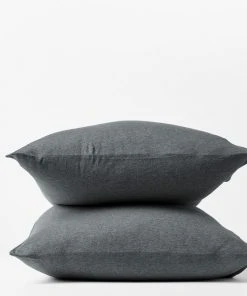 Coyuchi Home Goods Jersey Envelope Pillowcase Set - Charcoal Heather