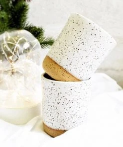 Katie Mudd Simple Speckled Stoneware Sipper Set - White