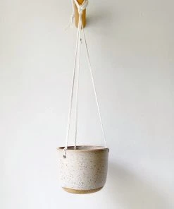 Katie Mudd Best Sellers Hanging Stoneware Planter - White