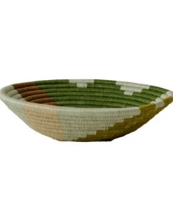 KAZI Abstract Olive Medium Round Basket
