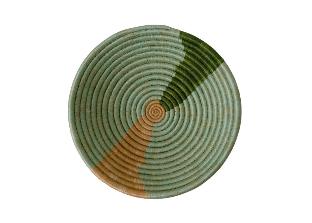KAZI Apricot + Olive Striped Medium Round Basket Home Goods KAZI Apricot + Olive Striped Medium Round Basket Home Goods