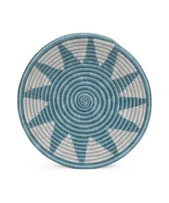 KAZI Medium Silver Blue Izuba Round Basket