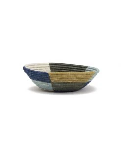 KAZI Medium Silver Blue Umuseke Round Basket Home Goods